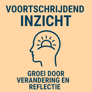 Illustratie van een open hoofd waaruit een plant groeit, symbool voor voortschrijdend inzicht en persoonlijke groei.