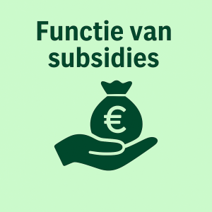 Illustratie van een hand met een geldzak met euroteken, als symbool voor de functie van subsidies.