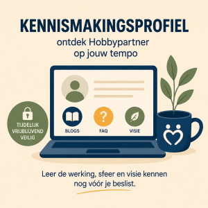 Kennismakingsprofiel bij Hobbypartner als vrijblijvende eerste stap naar nieuwe sociale connecties
